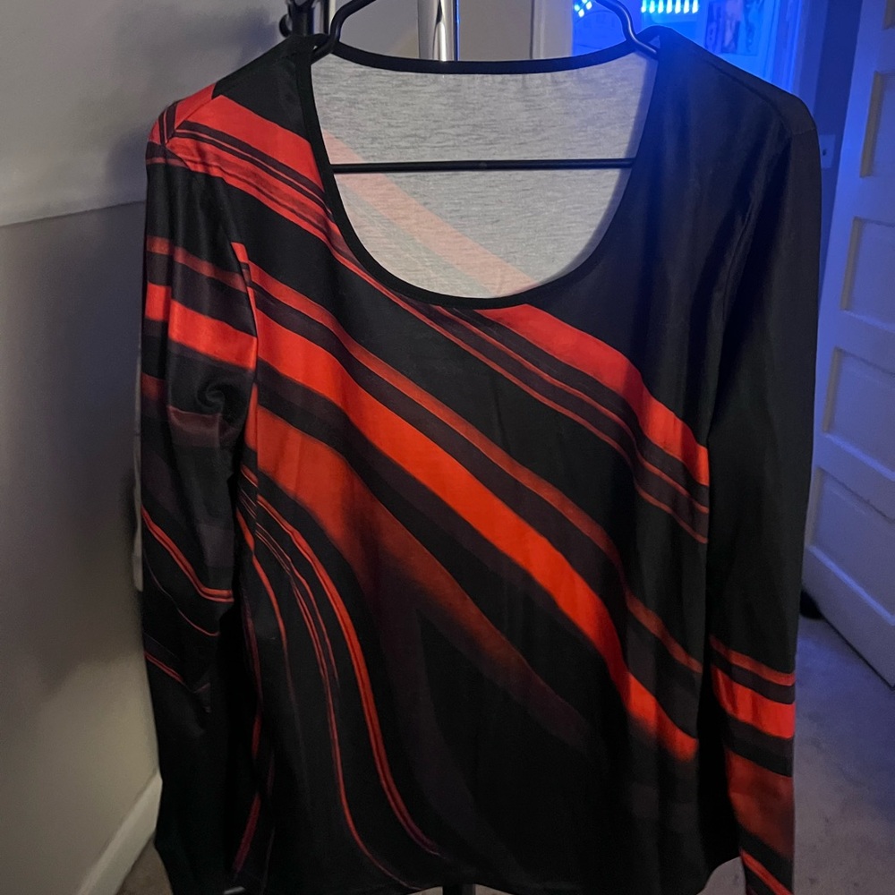 Black and Red Striped Women's Top